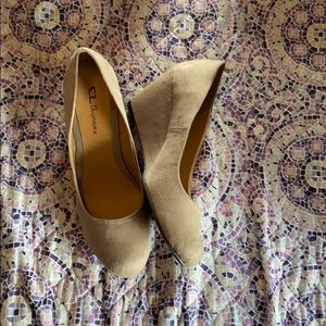Tan suede wedges